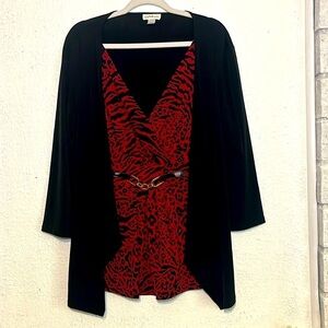 Jaclyn Smith animal print top with sewn in cardigan size large